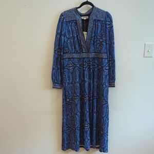 Boden Blue Purple Paisley Animal Print Maxi Dress US 12 Cottage Boho Whimsy NWT